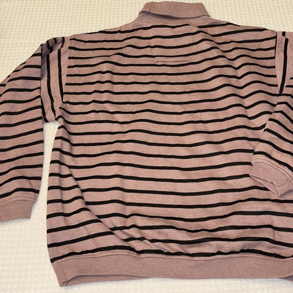 VINTAGE 80s Turtleneck Sweatshirt Mauve Purple Black Striped Mens M-L XPLOITS - Picture 11 of 12